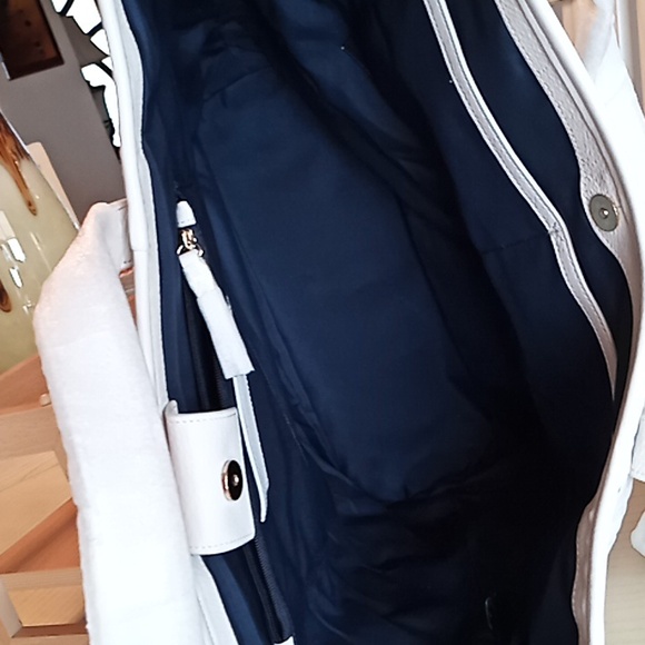 COLE HAAN Genuine Woven Detail Leather Large Tote Bag. Beige. NWT. Beautiful! - Picture 9 of 16